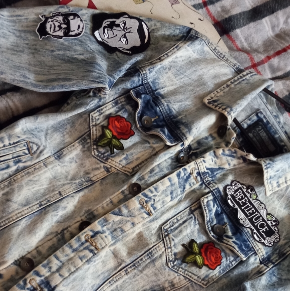 WIP NFS Acid washed classic horror lovers ooak custom upcycled patch jacket! - Picture 9 of 9